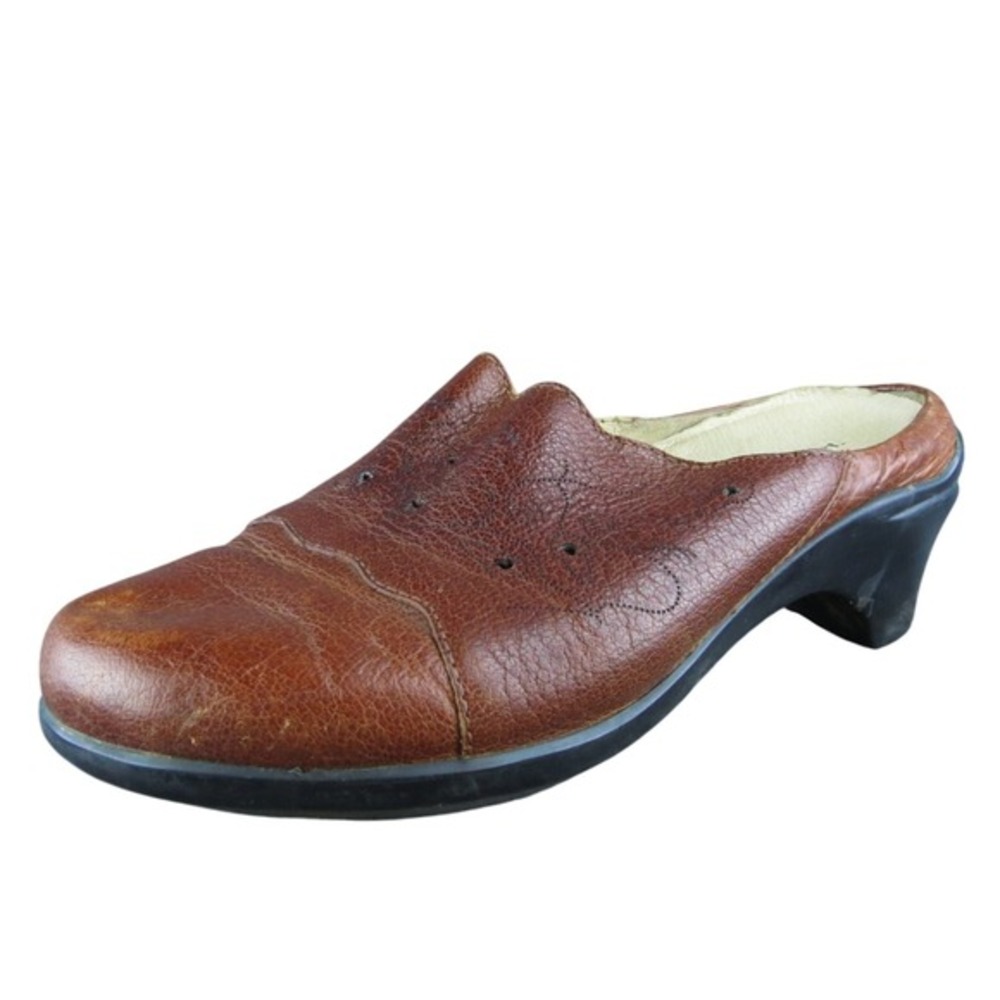 Aravon  Women Mule‎ Shoes Size 8 Extra Wide Brown Leather Slip On